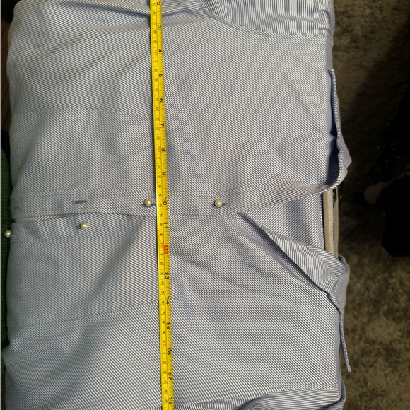 Talbots 100% cotton, size 10, PEARL BUTTONS, blue and white dress shirt! - Picture 7 of 8